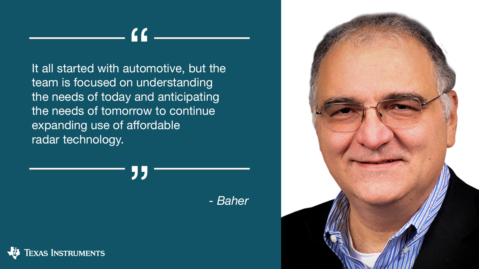 Image of Baher with a quote